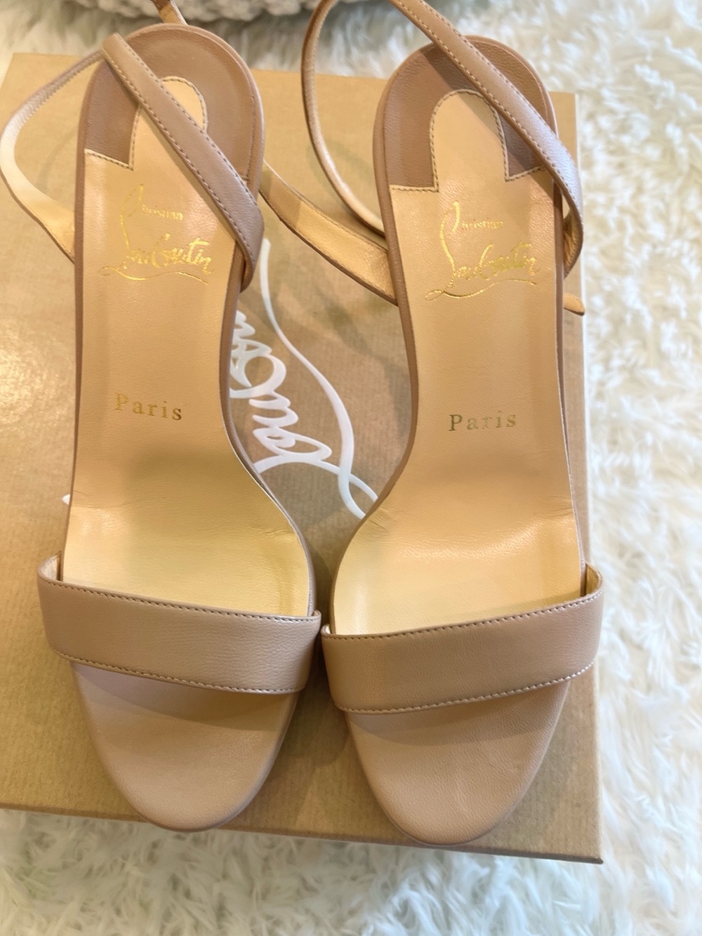 Christian Louboutin Nude Slingback Heels Sandals 100 - Picture 4 of 11